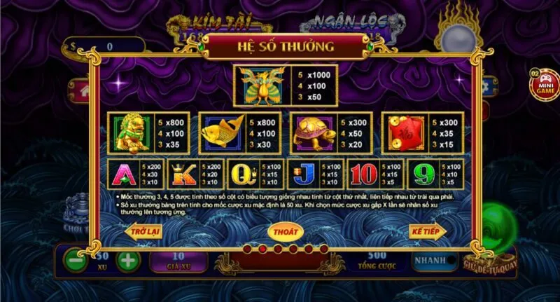 Luật chơi chi tiết Kho tàng ngũ long Hit club