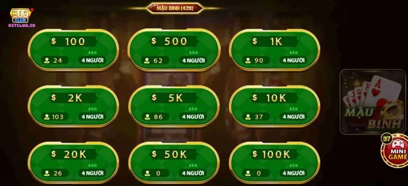 Các bước chơi game Mậu Binh trong Hitclub