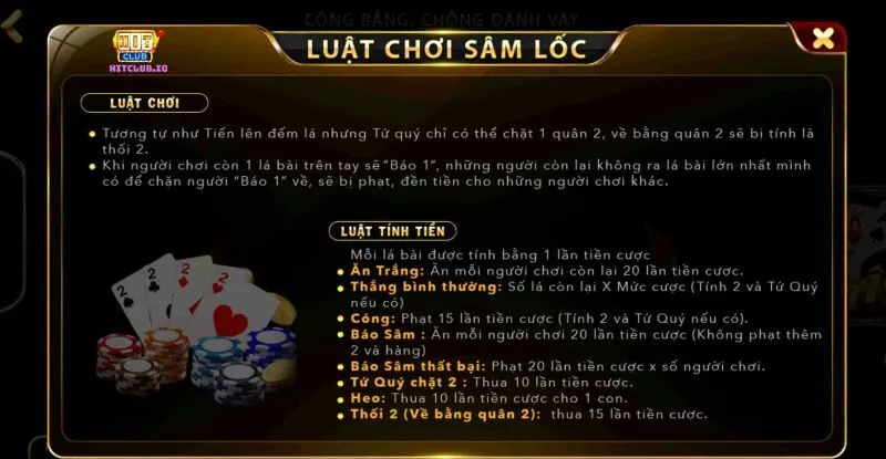 Giới thiệu về luật chơi cơ bản của game Sâm Hitclub