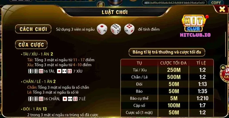 Hướng dẫn cách chơi Sicbo tại cổng game Hit Club