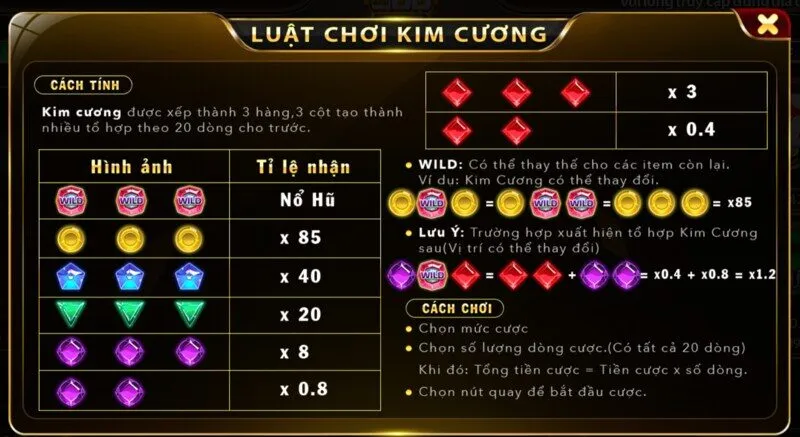 Giới thiệu chi tiết chơi game  Kim Cương Hit Club